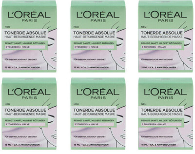 6x Loreal Paris Tonerde Absolue Haut-Beruhigende Maske,15ml NEU