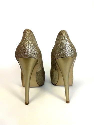 Guess Women's Gold Glittery Platform Heels Shoes size 7 1/2 M - Picture 4 of 6