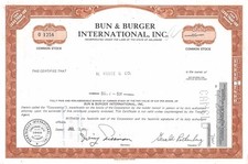 Bun & Burger International Inc Certificate 1969 Delaware