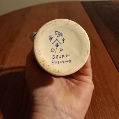 Vtg. Delft Holland #592 Handpainted Vase Pitcher 7 1/4