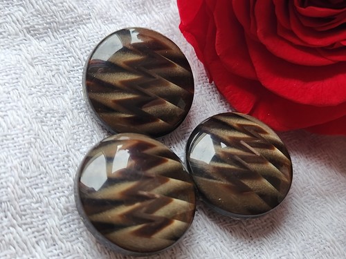 Lot De 3 Boutons Vintage En Métal Triangulaire - 16 Mm - Doré Argenté - Époque Rétro D12A