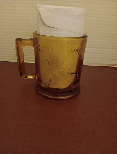 Vintage Tiara Children's Humpty Dumpty Tom Tom Piper's Son Amber Glass Cup Mug