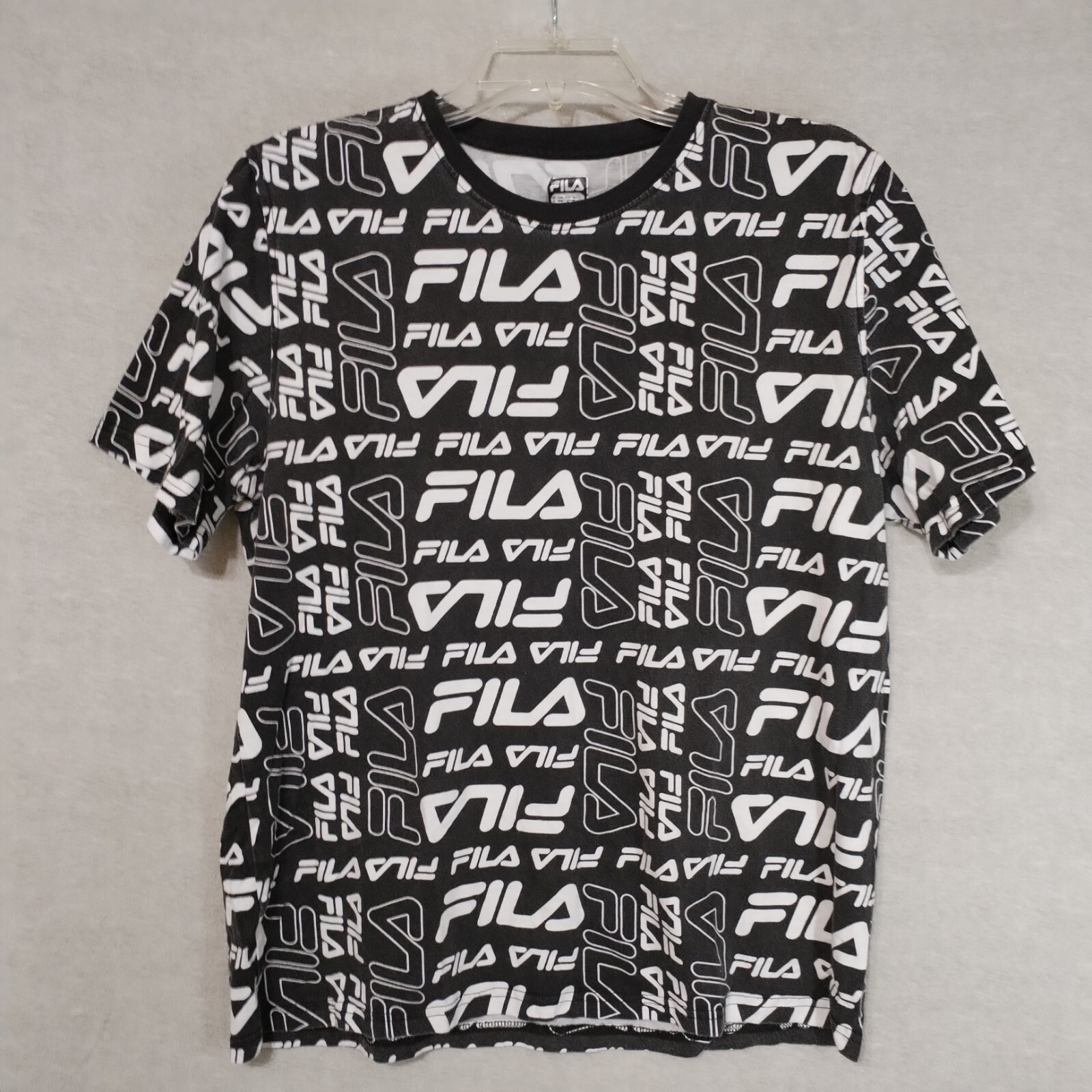Maglia uomo media Fila stampa all over nera grafica girocollo maglietta logo