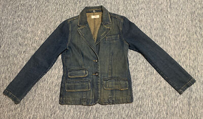 JLo by Jennifer Lopez Denim Distressed Jacket Blazer Women's Sz Medium