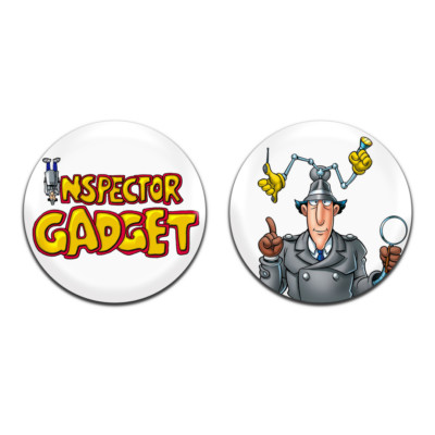 2x Inspector Gadget Kinder TV Kids Retro 25mm / 1 Zoll D Pin Button Anstecker