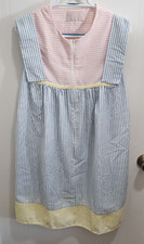 Vintage Vandemere House Coat/Dress Pastel Seersucker Zip Up Robe Nightgown Sz L