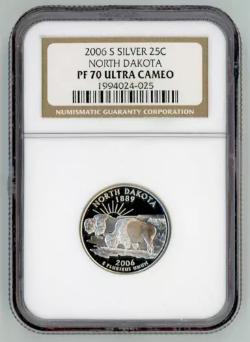 2006-S Silver Proof North Dakota 25C -  NGC PF70 UCAM State Quarter Ultra Cameo