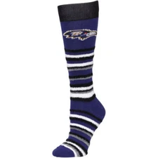 NFL BALTIMORE RAVENS Muchas Rayas Sleep Soft Socks FBF -One Size  ~NEW~