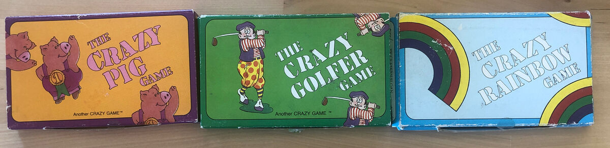 Vintage Crazy Games Matching Card Games Lot Of 3 Puzzles Golfer Rainbow Pig