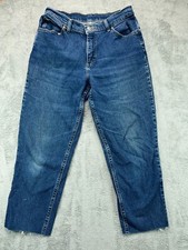 Vintage Chic Womens Petite Mom Jeans Size 12P High Rise Blue Denim Jeans Distres