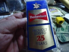 Vintage Served 25 Years Budweiser Bud Acrylic Beer Tap Handle ANHEUSER BUSCH
