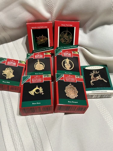 Hallmark Keepsake Ornament Lot Of 8 Brass Miniature Ornaments