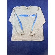 Nike Vintage Y2K Long Sleeve Graphic Shirt Gray Blue Striped XL USA Made