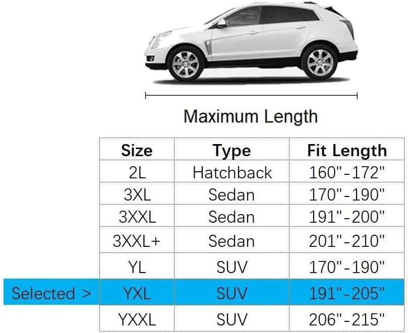 Anti-UV Protection, All-Weather Waterproof Car Cover for 191-205 Inch SUVs/Vans Foto 2 de 4