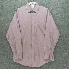 Brooks Brothers Regent Shirt Mens 16-34 Red Micro Check Non-Iron Button Up