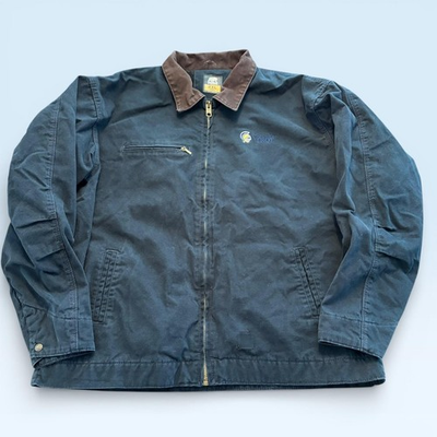 #ad #ad Berne Bomber Jacket Mens 2XLT Blue Canvas Fleece Lined City Of Troy Workwear $26.99