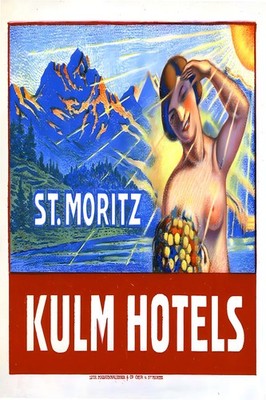 Kulm Hotels St. Moritz   (1930s) Vintage Travel Poster - 24x36  - Rare