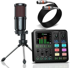 Podcast Equipment Bundle Audio Mixer with XLR Dynamic Microphone Pro-preamp