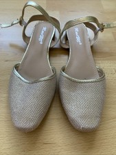 Gold sling back flat sandals size 41 or 8