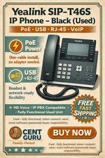 Yealink SIP-T46S IP Phone Black PoE USB RJ-45 Interface VOIP Business Used