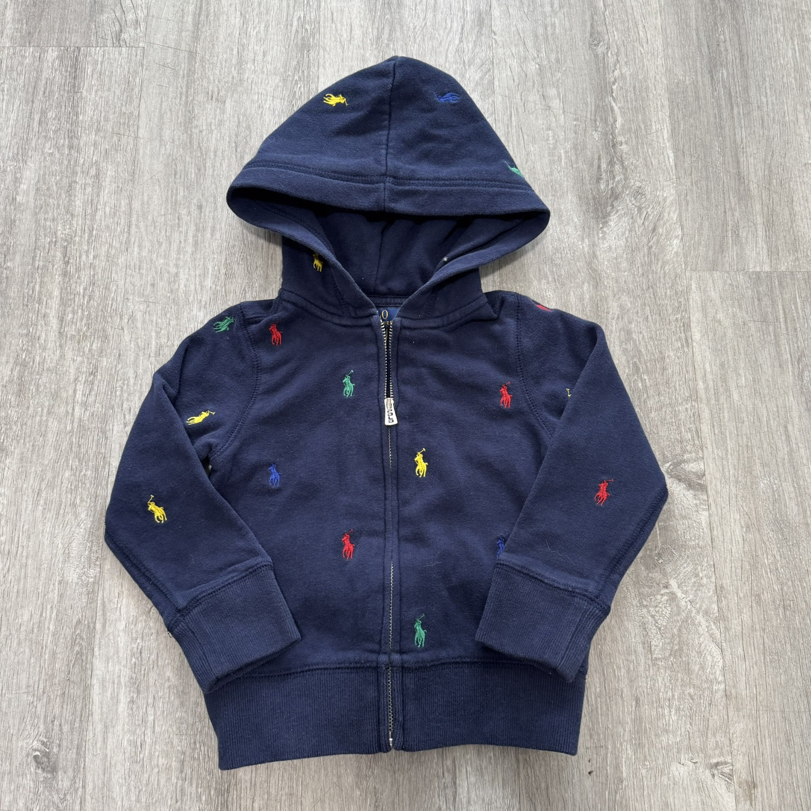 Polo Ralph Lauren bambino unisex ricamata all over pony zip cappuccio taglia 2T