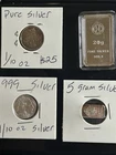 H Silver Bullion Bars & Rounds Lot 2 oz 5g 1/10 oz .999 Fine