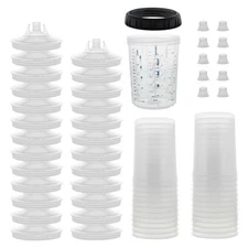 MPS Disposable Paint Spray Gun Cup Liners and Lid System, 27 Ounce Kit, 25 Pack
