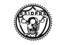 Lowrider Bicycle Laser Cut Black/White Raiders Classic Face 44T Custom Sprocket.