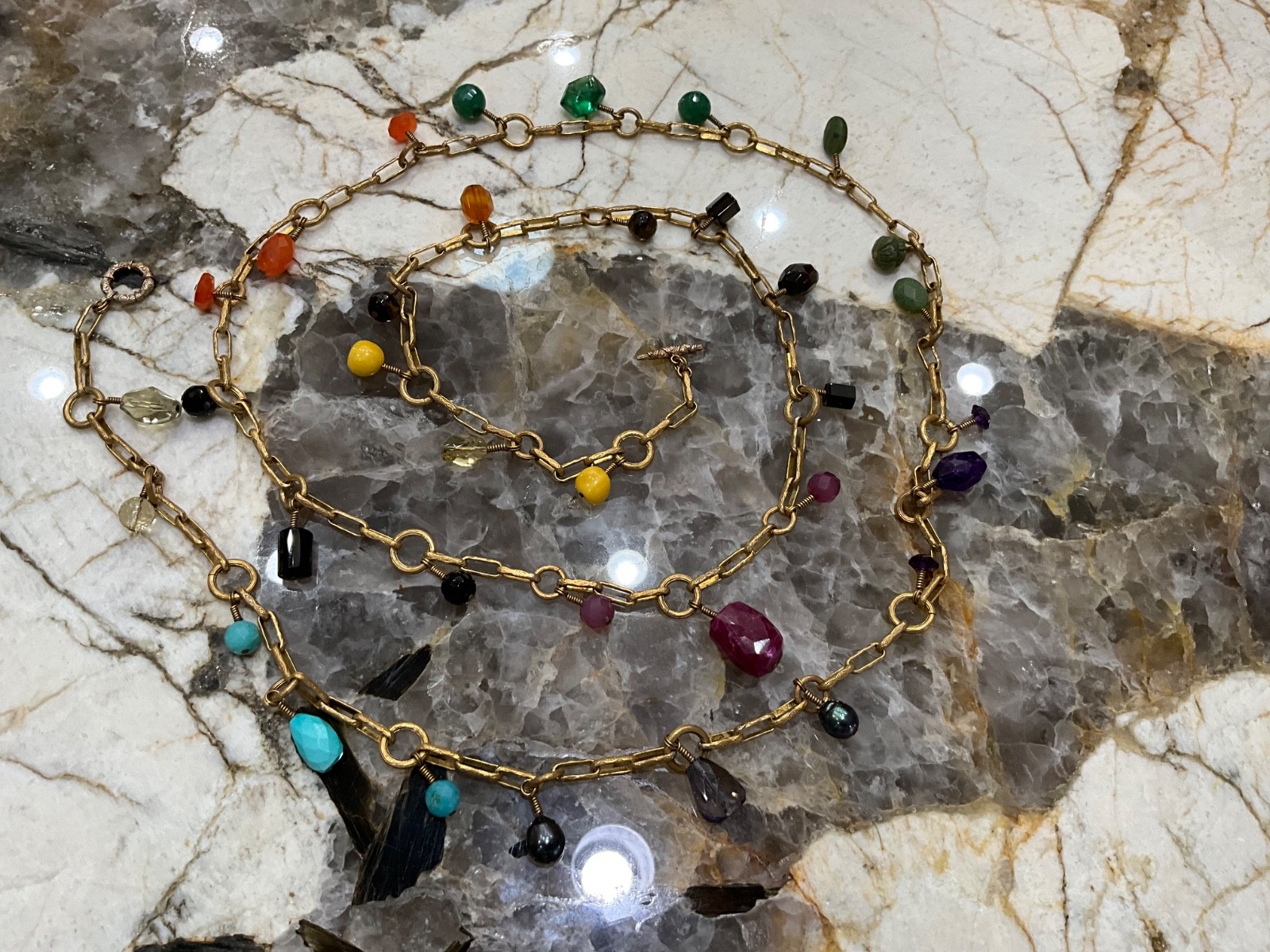 Stephen Dweck 59" Multi Gemstone Toggle Necklace … - image 4