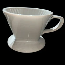 Pour Over White Ceramic Coffee Dripper with 3 Holes Flat Bottom Porcelain