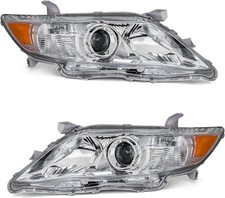 Compatible with 2010 2011 Toyota Camry Headlights Chrome Housing Amber Reflector