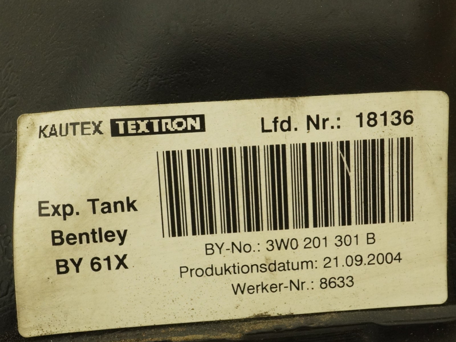 2003-2012 Bentley Continental Gt Gtc Fuel Expansion Reservoir 3w0201301b OEM