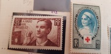 Lot 2 timbres neufs français 1938-1939 Radio aux aveugles - Croix rouge