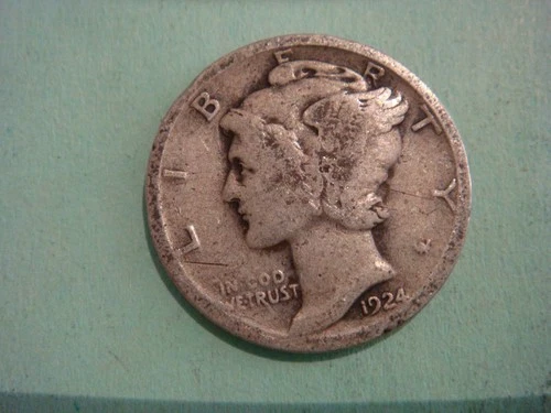 1924 P  Mercury Dime - Good album filling cond  , actual coin in photo