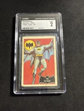 Original 1966 A&BC Gum Batman Black Bat Trading Card #1 THE BATMAN CGC 2