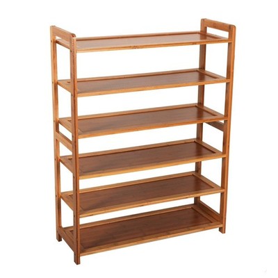 FCH 6 Tiers Natural Bamboo Shoe Rack Organizer Stand Storage Shelf Unit US