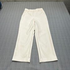 Aritzia Babaton Cream Faux Leather Wide Leg Pants size 0 Vegan Modern Minimalist