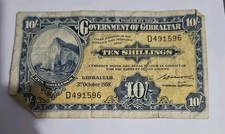 Government Of Gibraltar Ten Shilling Note 3rd October 1958