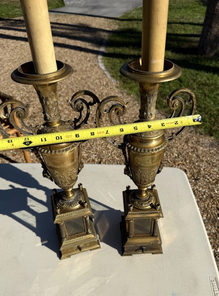 ANTIQUE PAIR FRENCH GILT BRONZE NAPOLEON III CANDELABRAS - Image 3 of 4