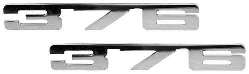 376 CI Engine ID Emblems - Black With Chrome Edges Self-Adhesive Pair