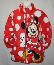 Disney Parks Minnie Mouse Red White Polka Dot Puffer Full Zip Jacket Size XL NEW