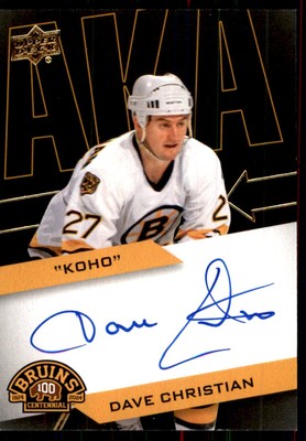 2023-24 BOSTON BRUINS CENTENNIAL AKA ''KOHO'' AUTO DAVE CHRISTIAN 32/49 #AKA-DC