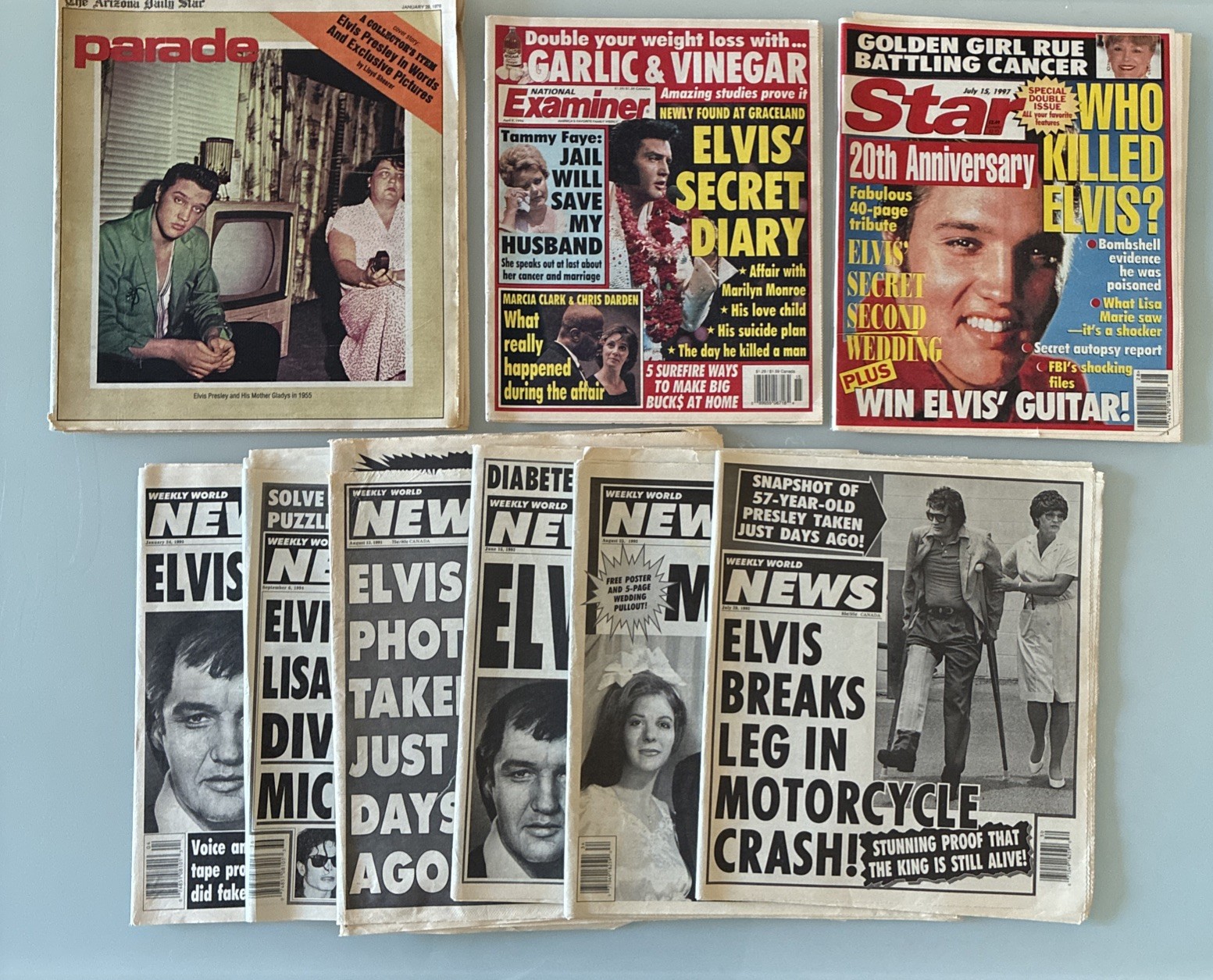 Vintage National Examiner Weekly World News Tabloid Magazine Lot Elvis-image