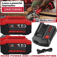 2PACK 20Volt For Craftsman V20 8.0Ah Li-ion Battery CMCB204 CMCB202 /Charger