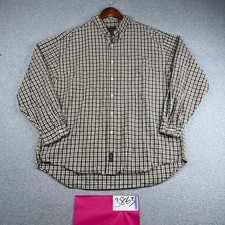 Abercrombie  Fitch Shirt Large Navy Blue Ivory Plaid Button Up Long Sleeve Mens