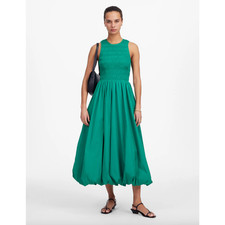 Madewell The Melody Bubble Hem Smocked Midi Dress Poplin Verdant Green XS NWT