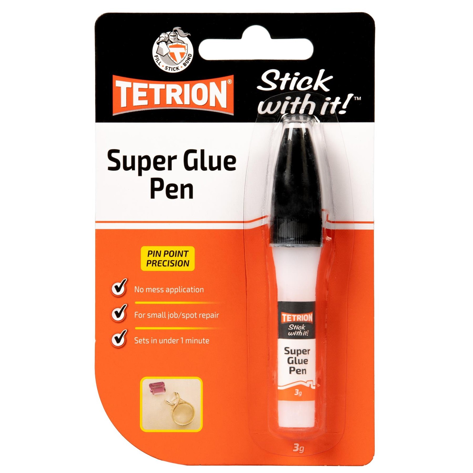 Tetrion Super Glue Strong Adhesive Pen For Wood Plastik Metal Leather Glass x4