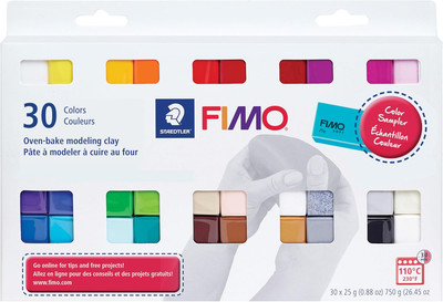FIMO Soft Oven-Bake Polymer Modeling Clay: 30 Piece Starter Kit for Jewelry, Scu