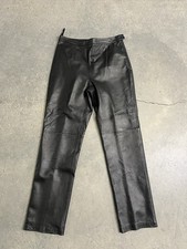 Vintage  Clio  Genuine Leather Side-Zip High Waisted Straight Leg Pants
