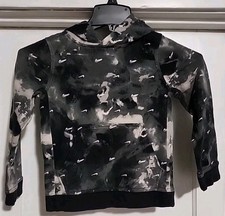 Nike Hoodie Black  Grey Abstract Print X-Small Unisex kids